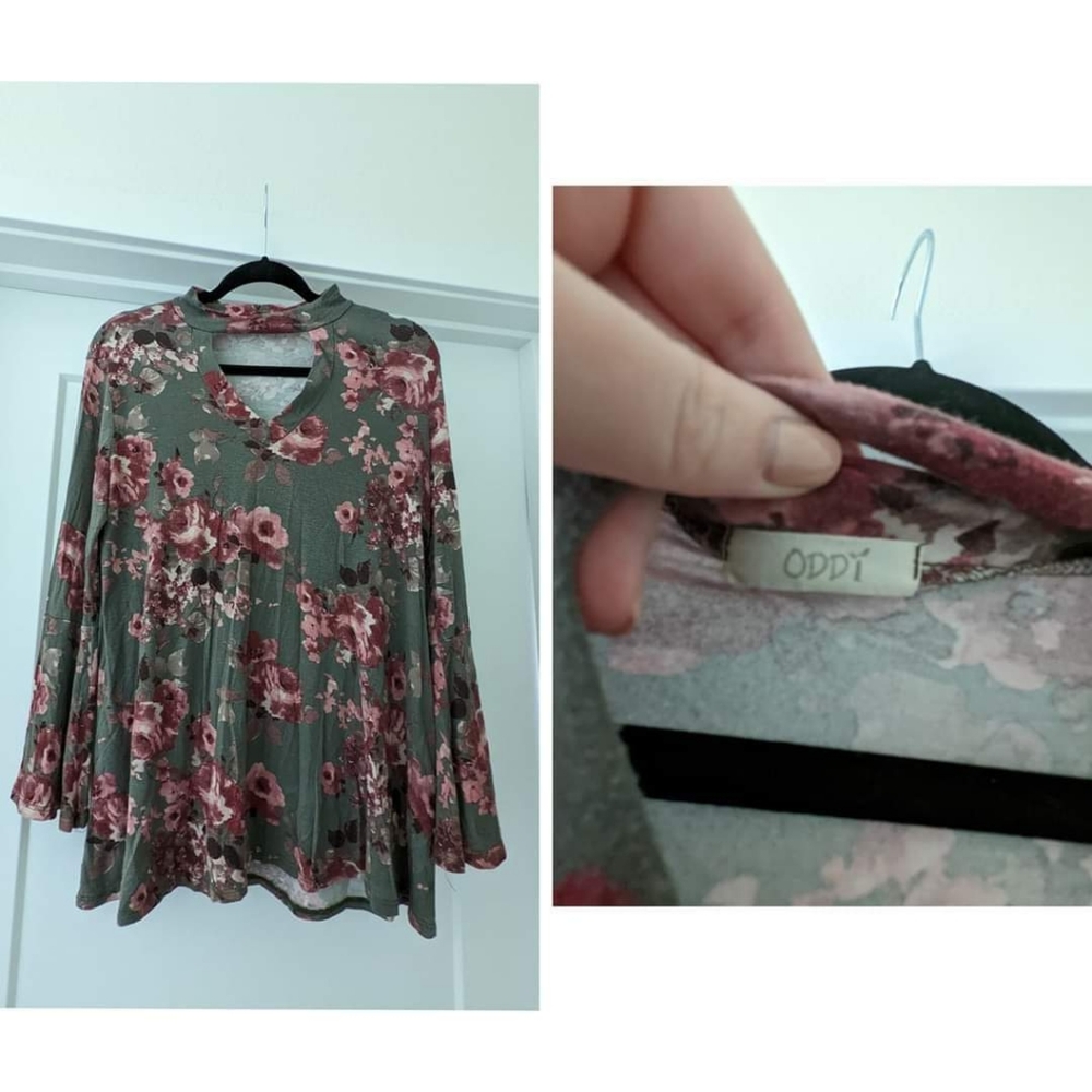 Floral Top with Bell Sleeves
